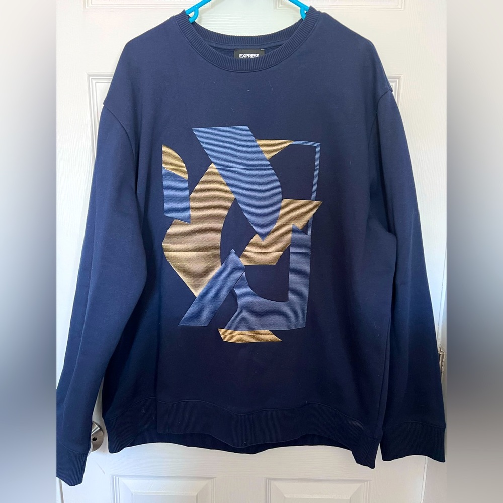 Express Abstract Graphic Crew Neck Sweatshirt
